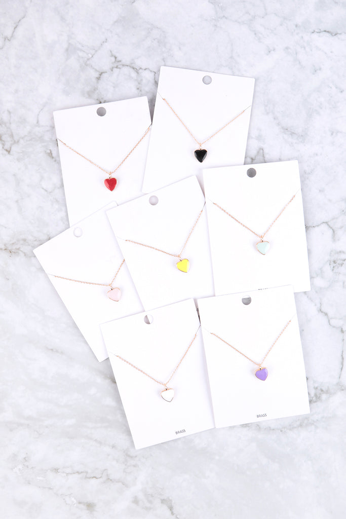 HEART COLOR RESIN CHARM PENDANT NECKLACE