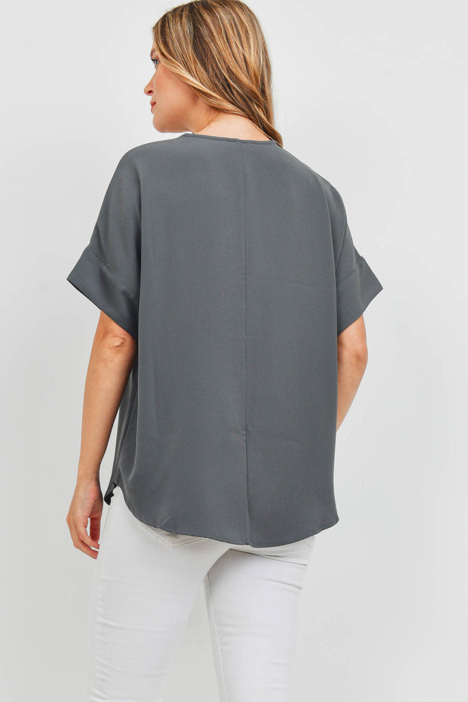 Heavy Women Span Split Neck Top