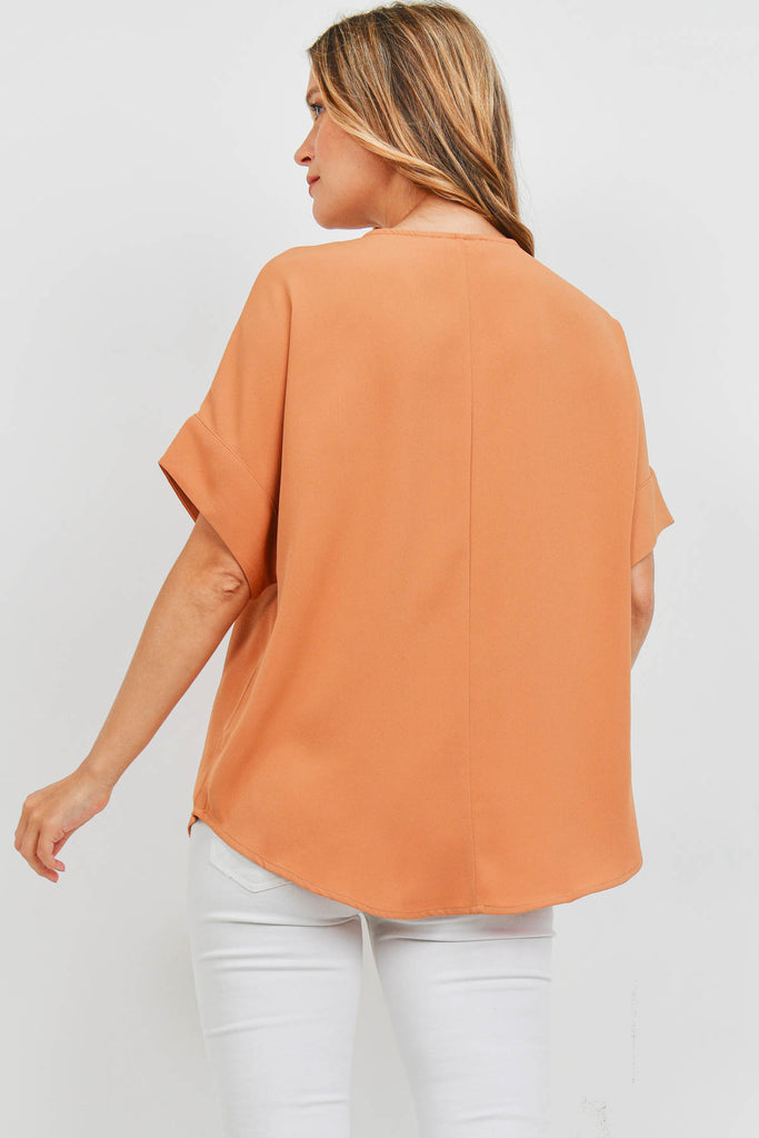 Heavy Women Span Split Neck Top