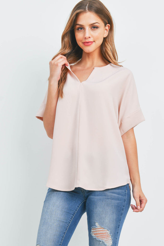 Heavy Women Span Split Neck Top