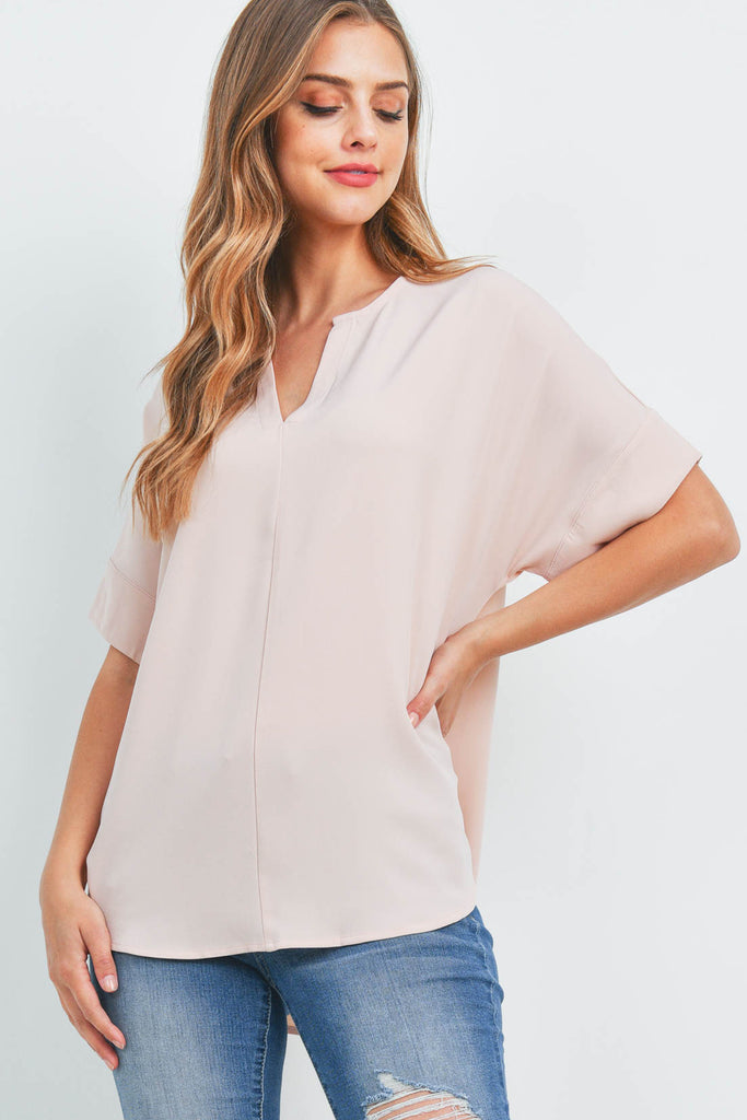 Heavy Women Span Split Neck Top