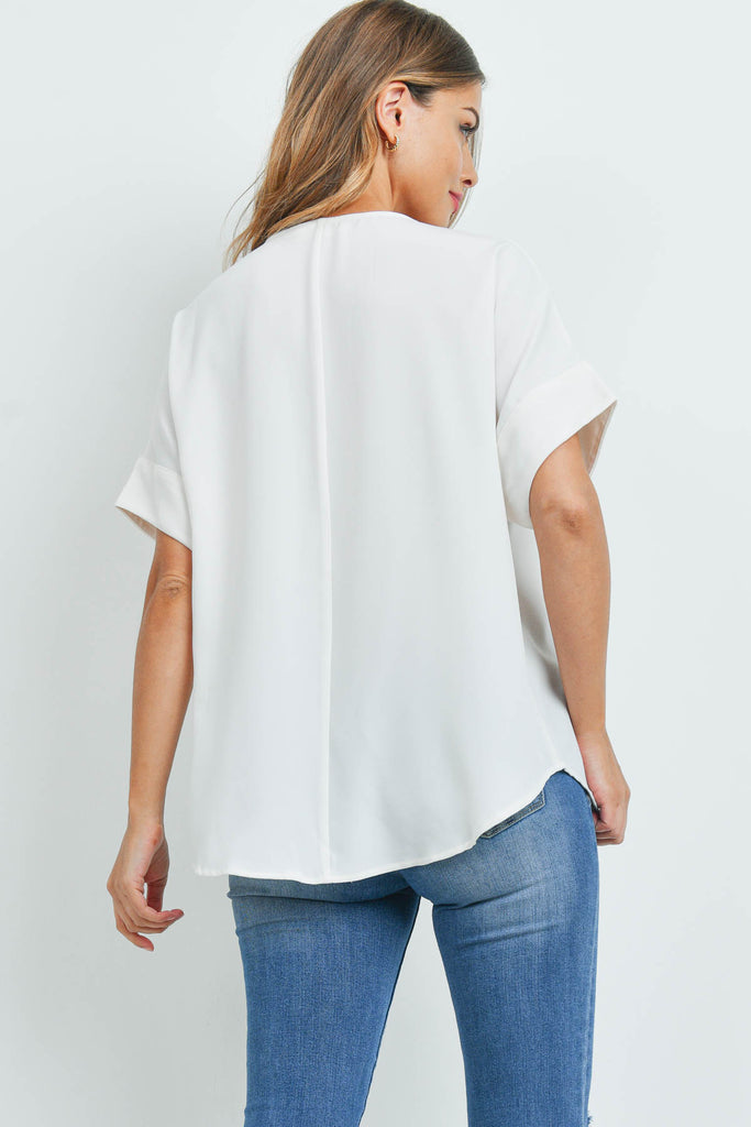 Heavy Women Span Split Neck Top