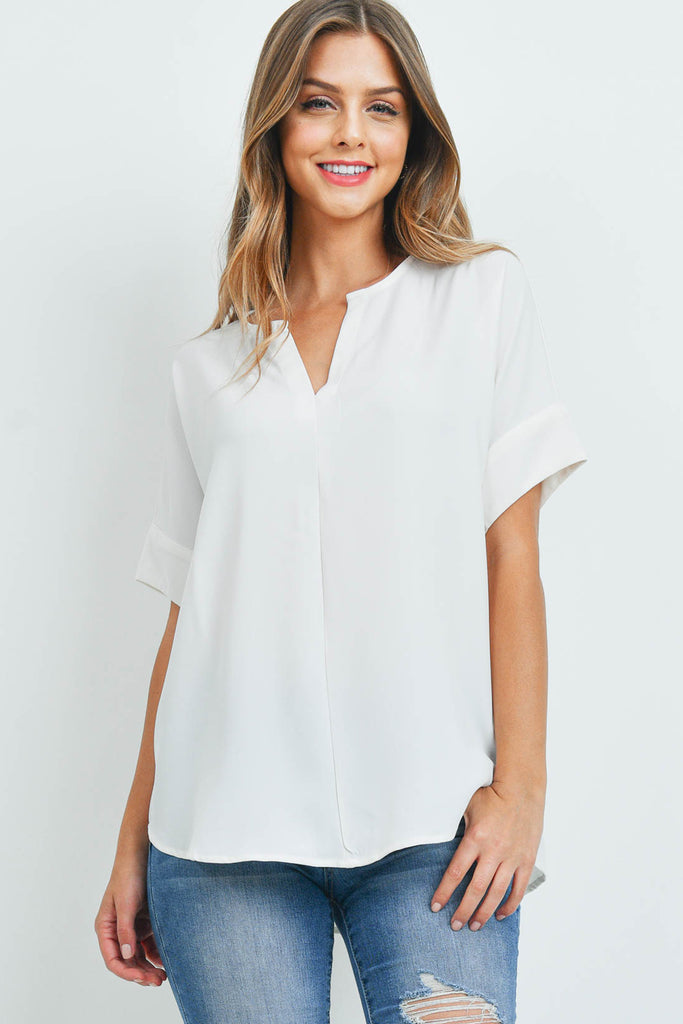 Heavy Women Span Split Neck Top