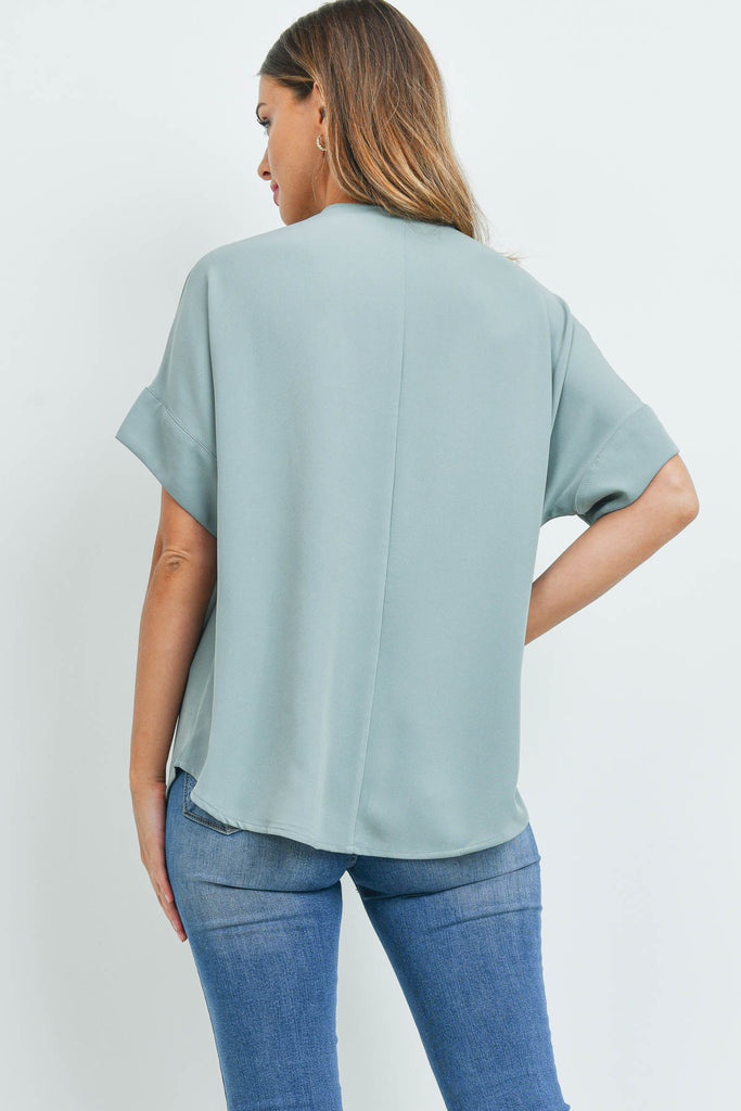 Heavy Women Span Split Neck Top