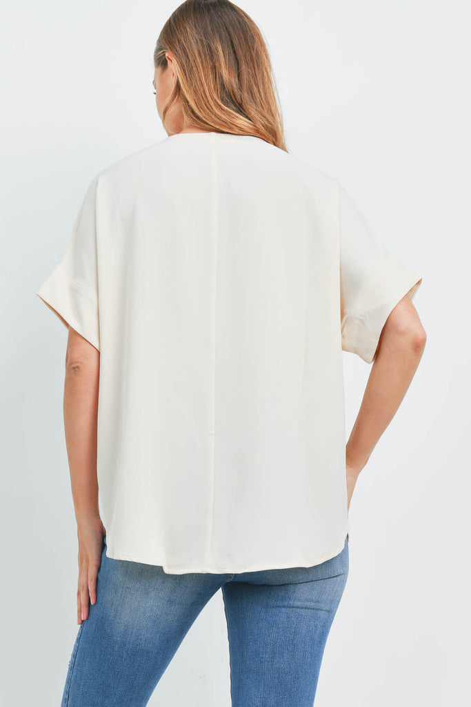 Heavy Women Span Split Neck Top