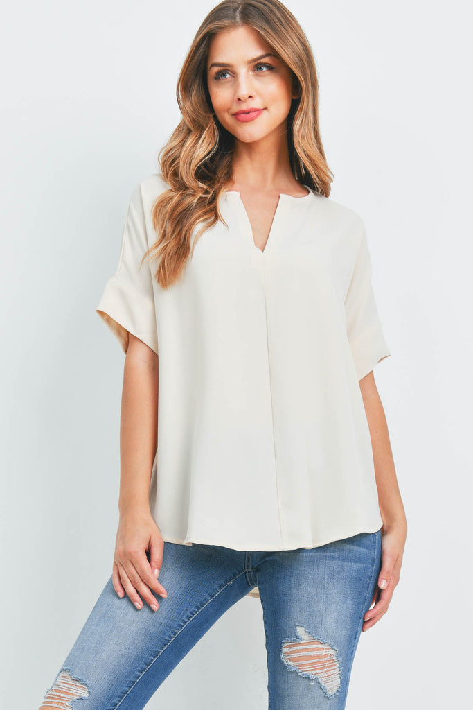 Heavy Women Span Split Neck Top