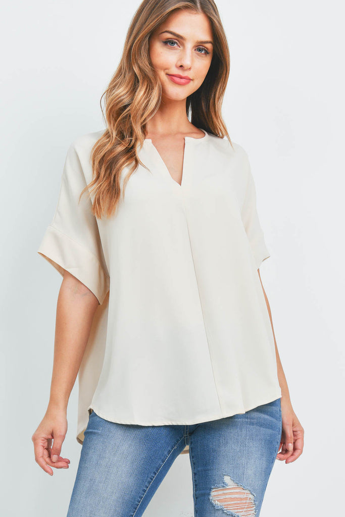 Heavy Women Span Split Neck Top