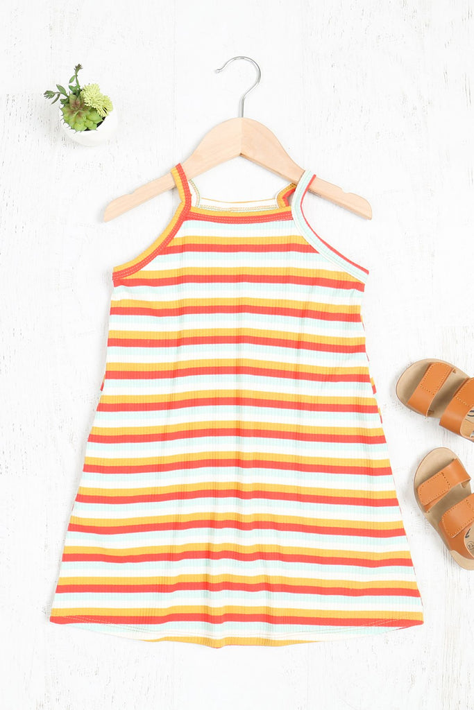Kids Spaghetti Strap Stripes Dress