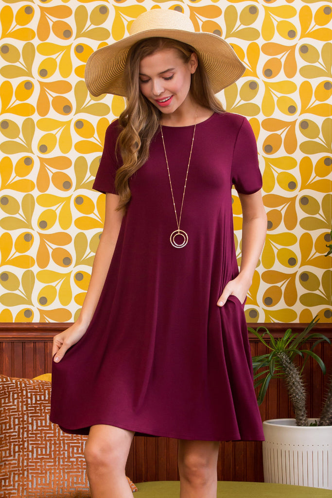 Short Sleeve Flared Pocket Dress