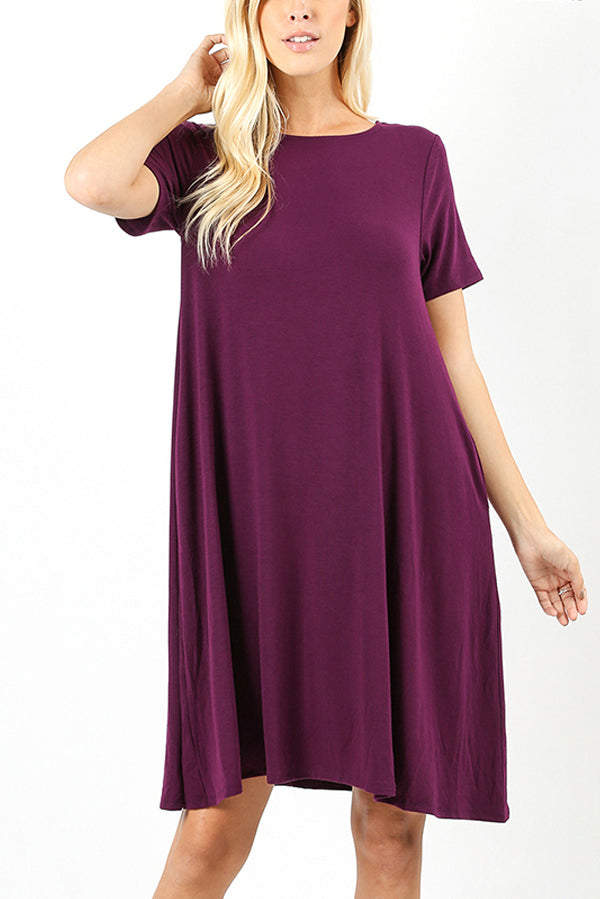 Short Sleeve Flared Pocket Dress