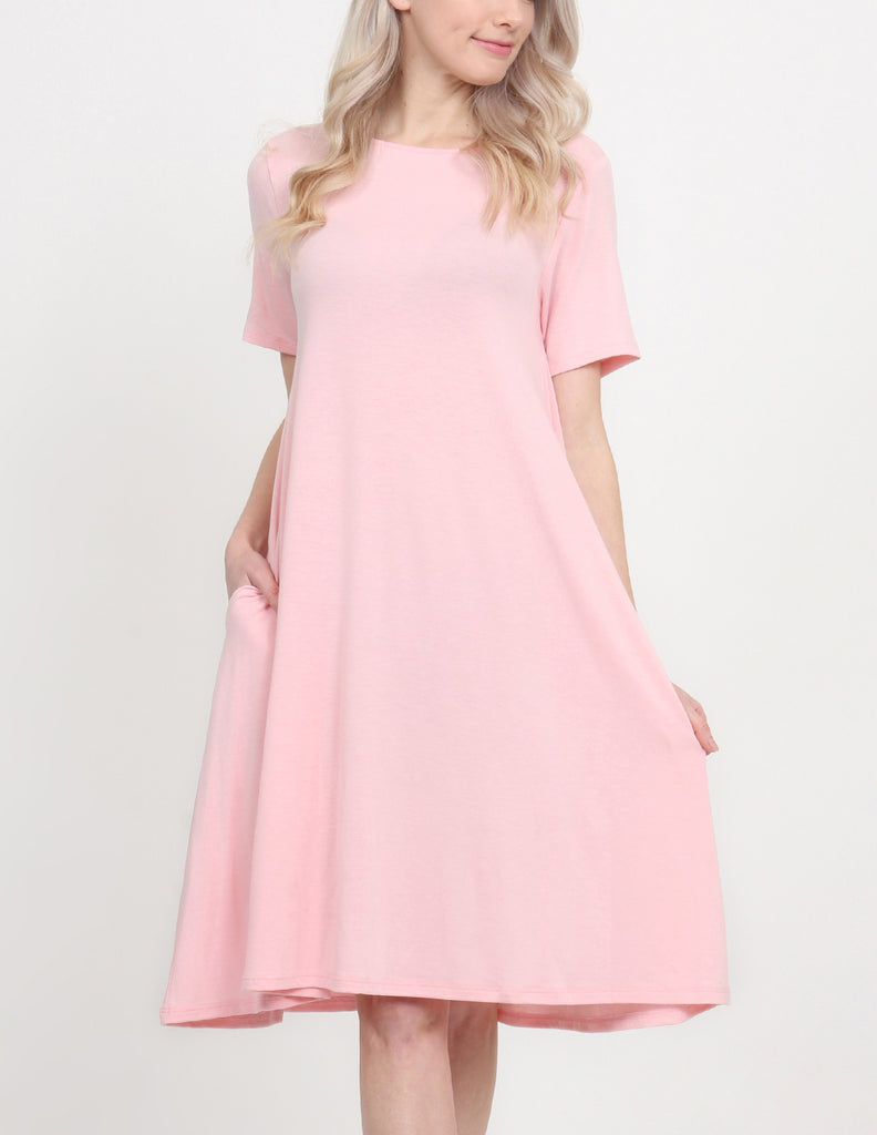 Short Sleeve Flared Pocket Dress