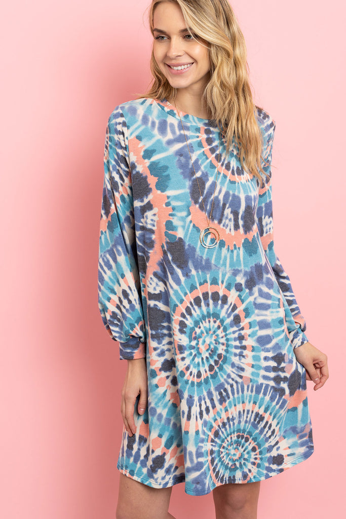 Long Sleeve Tie Dye Midi Dress