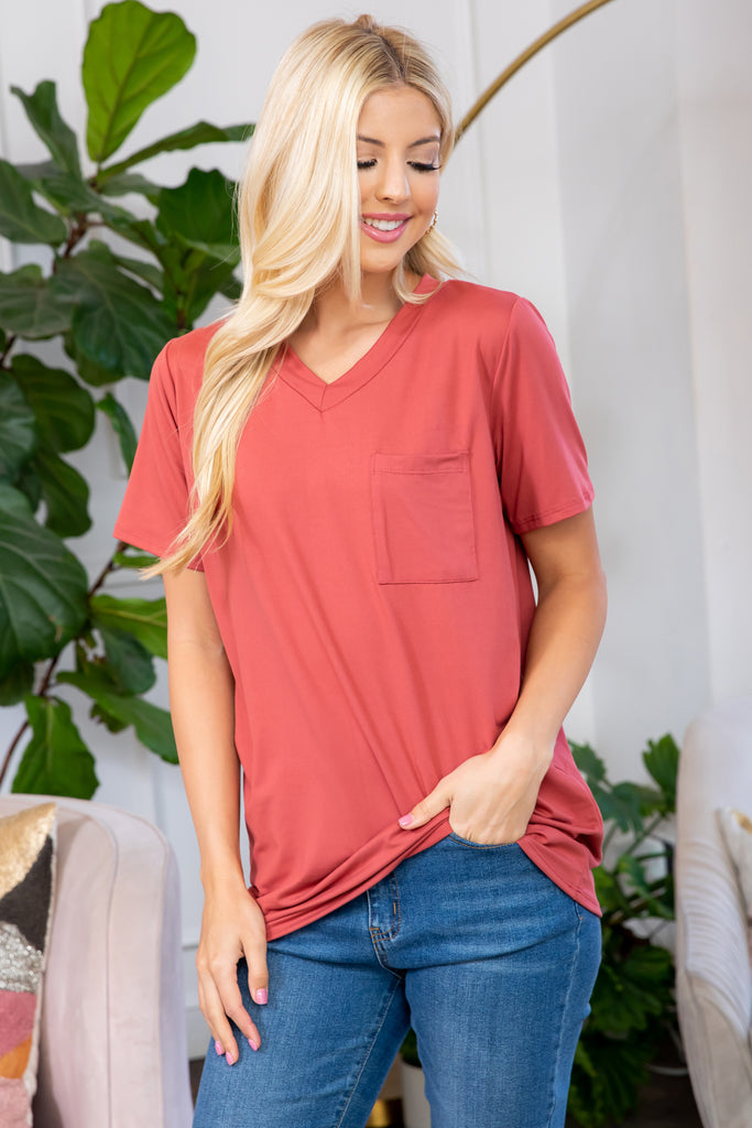 V-Neck Pocket Top