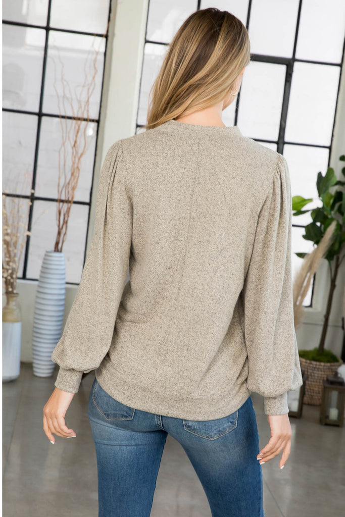 Puff Sleeve Brushed Hacci Top