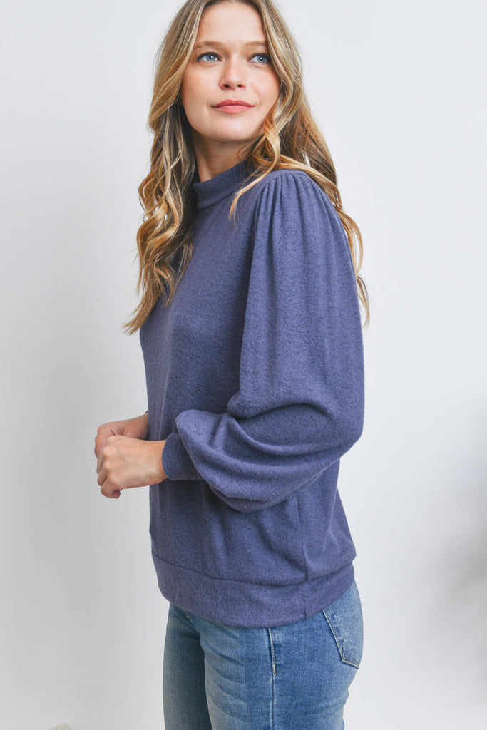 Puff Sleeve Brushed Hacci Top