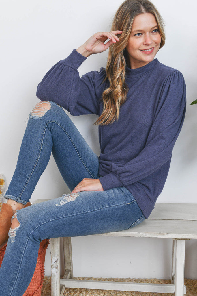 Puff Sleeve Brushed Hacci Top