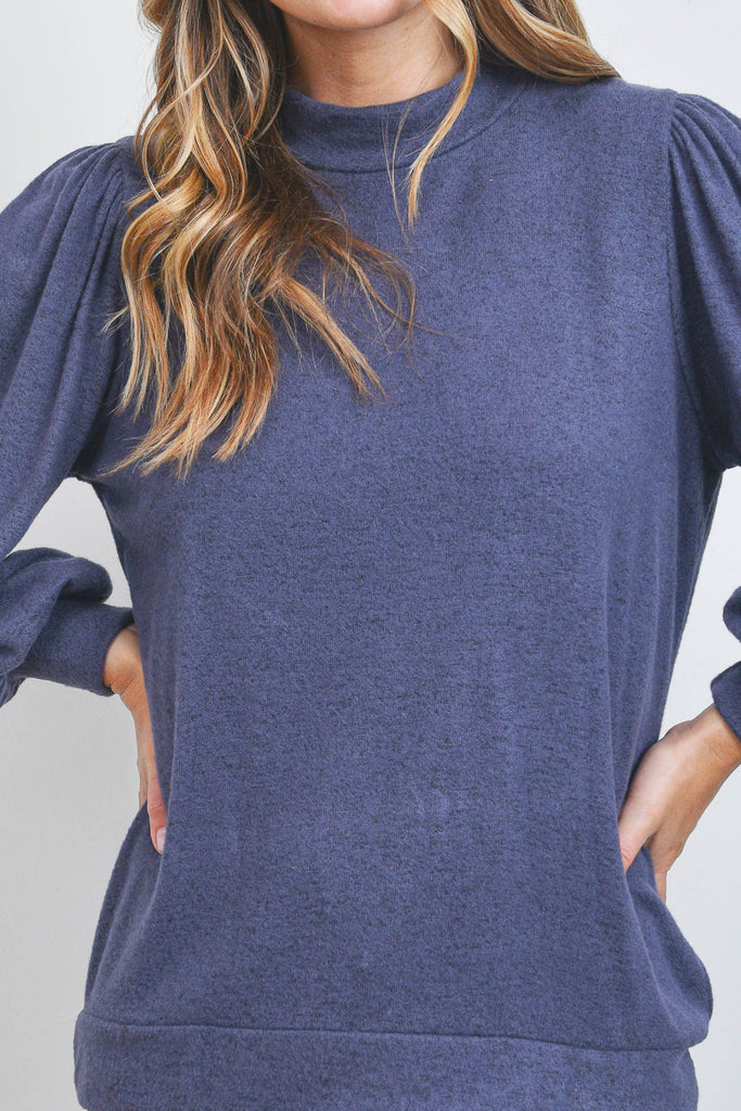 Puff Sleeve Brushed Hacci Top