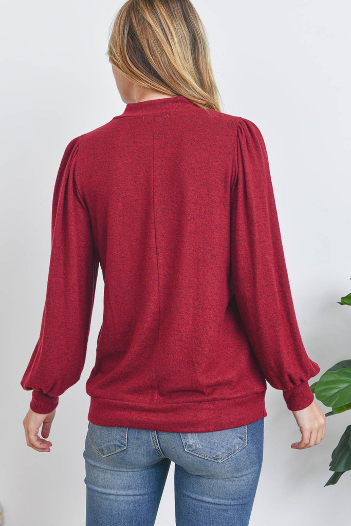 Puff Sleeve Brushed Hacci Top