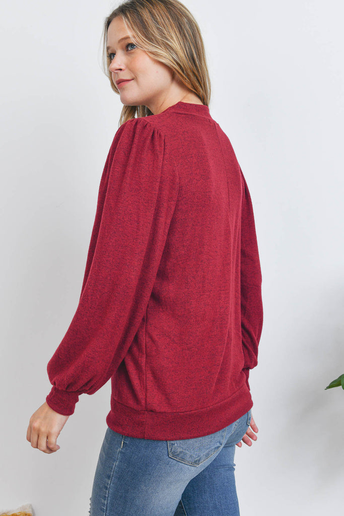 Puff Sleeve Brushed Hacci Top