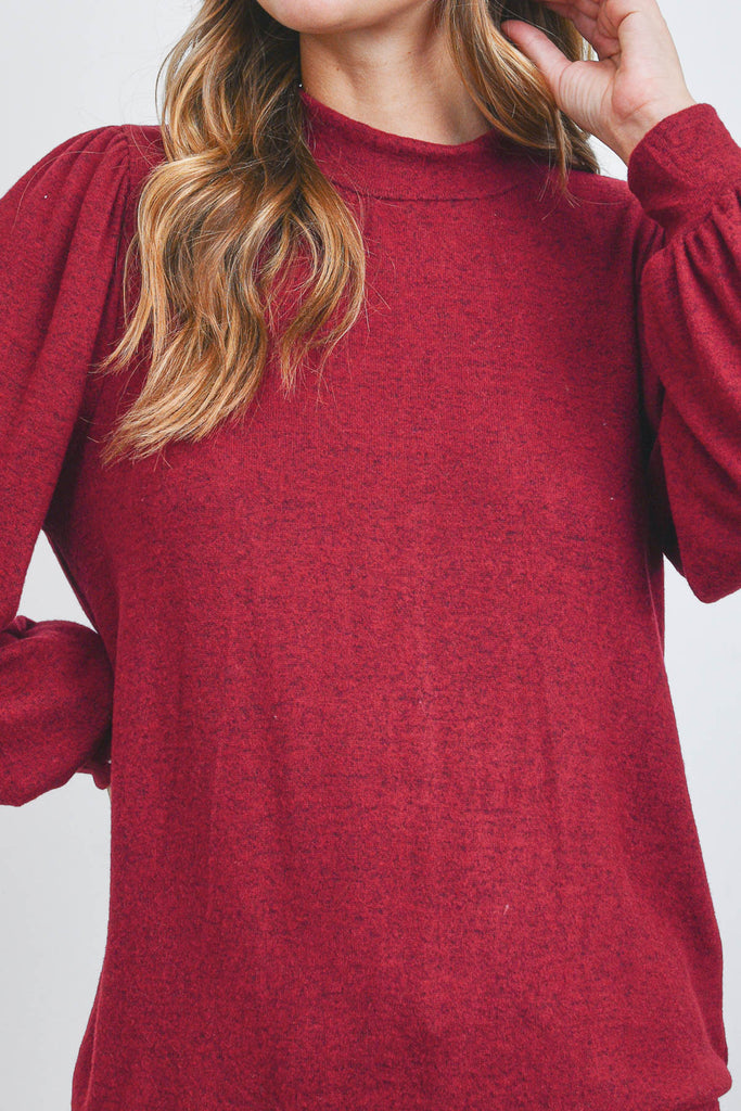 Puff Sleeve Brushed Hacci Top