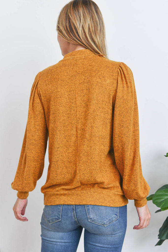 Puff Sleeve Brushed Hacci Top