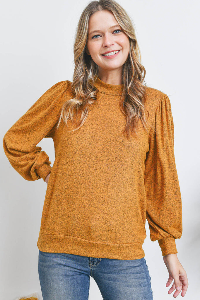 Puff Sleeve Brushed Hacci Top