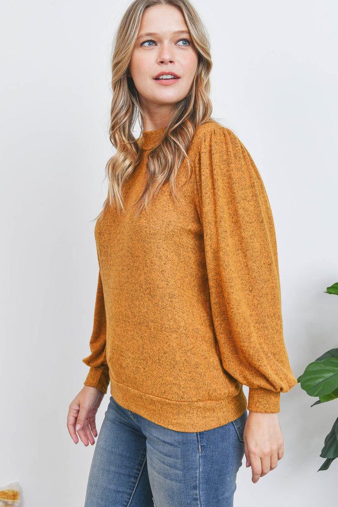 Puff Sleeve Brushed Hacci Top
