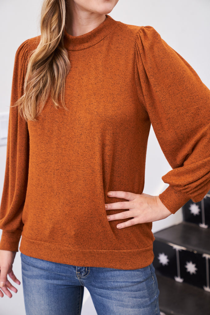 Puff Sleeve Brushed Hacci Top