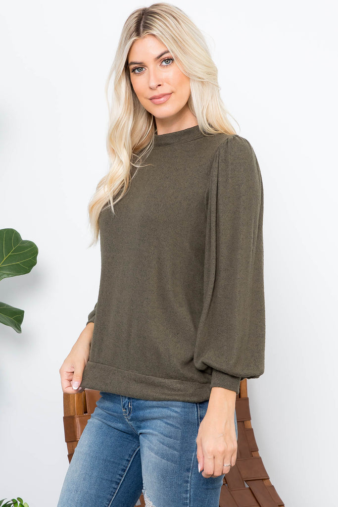 Puff Sleeve Brushed Hacci Top