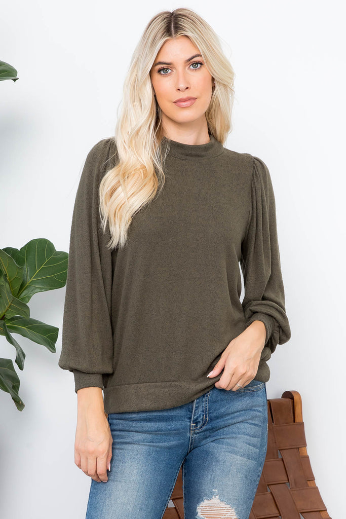 Puff Sleeve Brushed Hacci Top