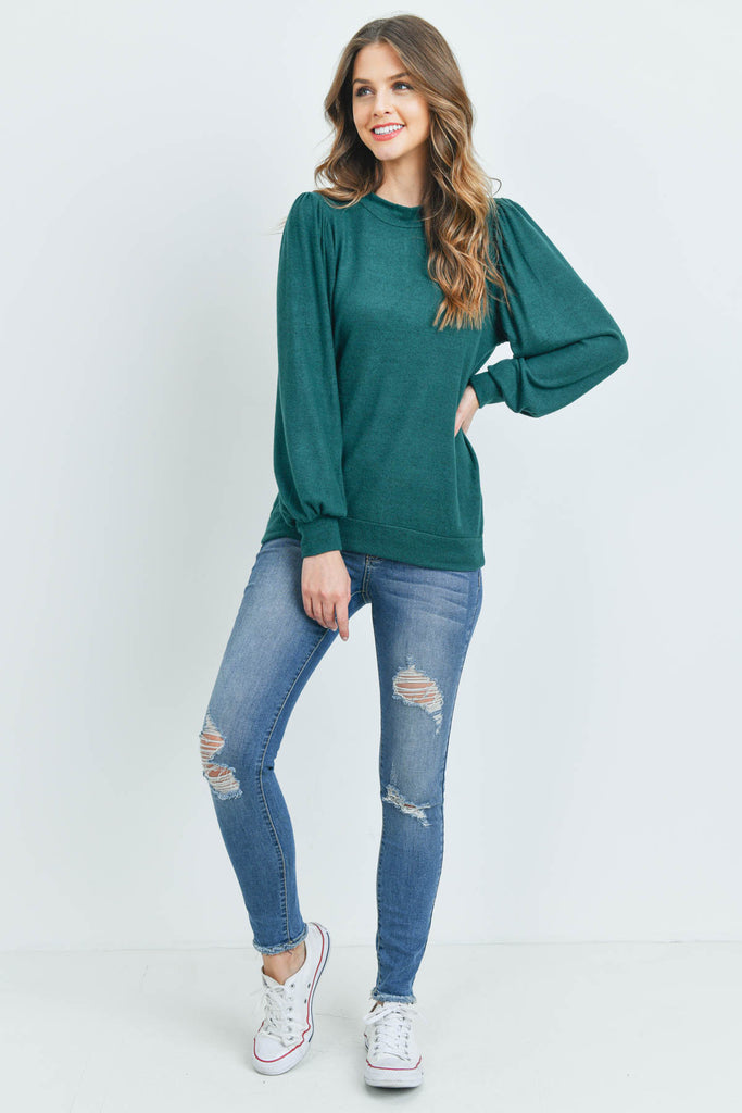 Puff Sleeve Brushed Hacci Top