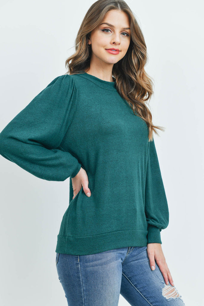 Puff Sleeve Brushed Hacci Top