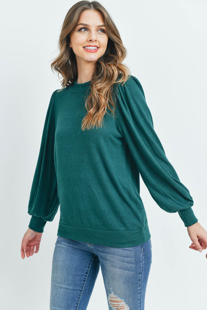 Puff Sleeve Brushed Hacci Top