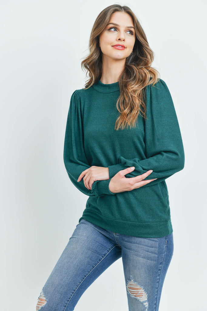 Puff Sleeve Brushed Hacci Top