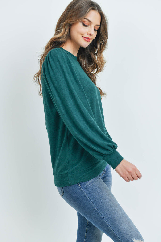 Puff Sleeve Brushed Hacci Top