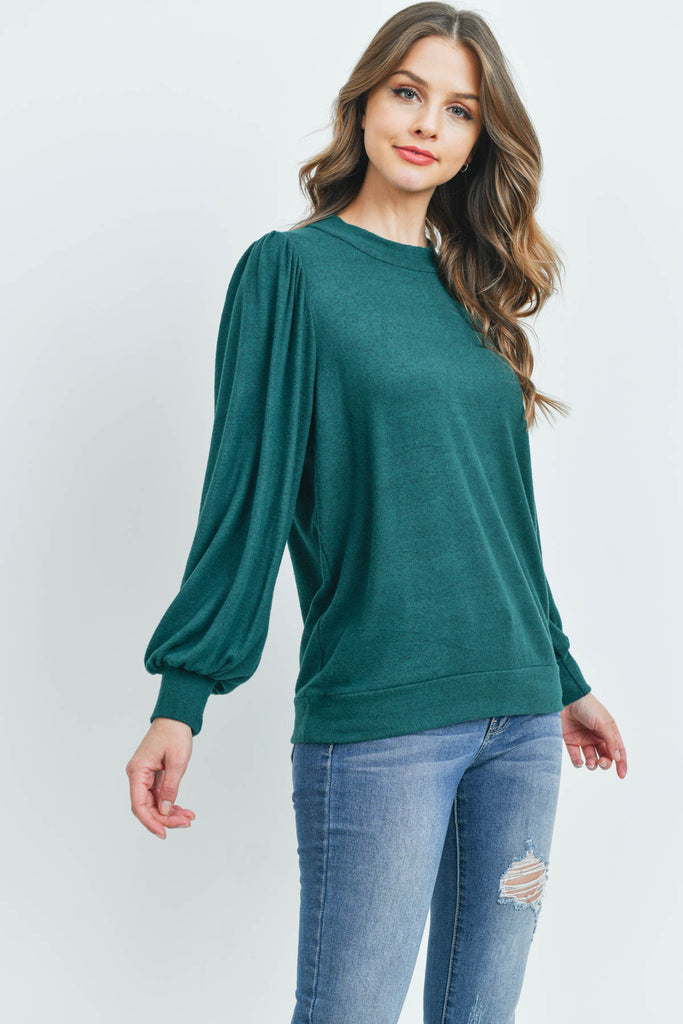 Puff Sleeve Brushed Hacci Top