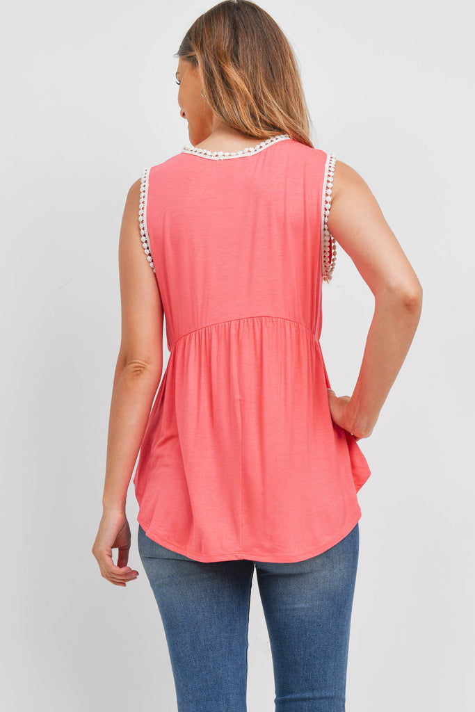 Pompom Detail Sleeveless Empire Tunic