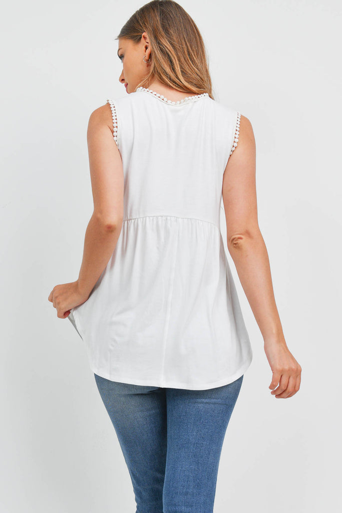 Pompom Detail Sleeveless Empire Tunic