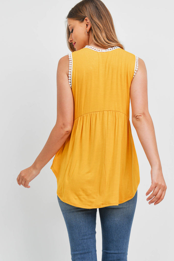 Pompom Detail Sleeveless Empire Tunic