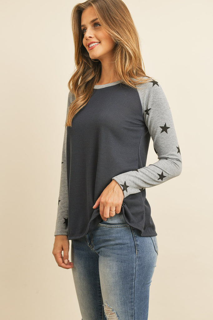 Star Contrast Sleeve Top