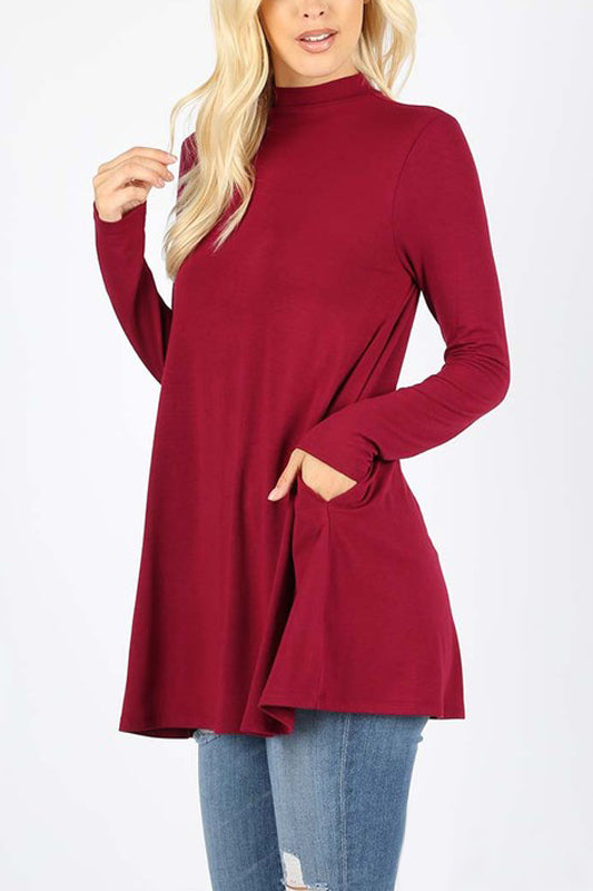 Premium Fabric Long Sleeve Mock Neck Top