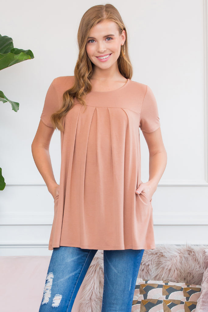 Short Sleeved Pleated Tunic