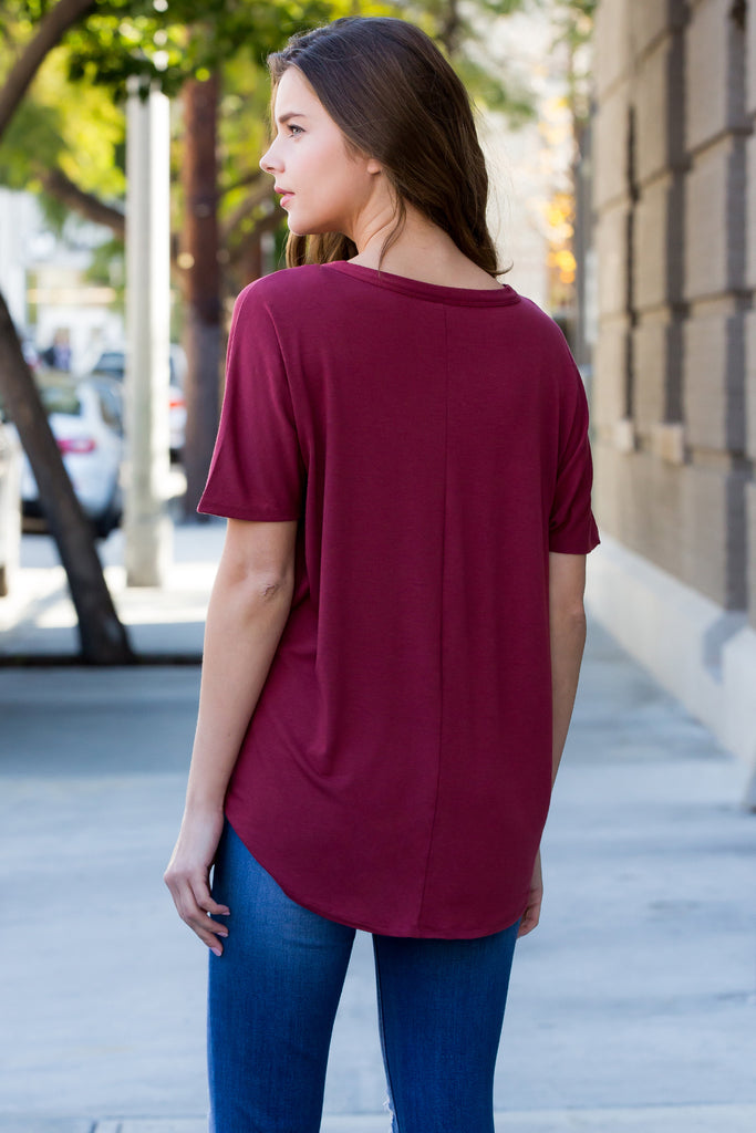 Short Sleeved Button-down Tie Front Top