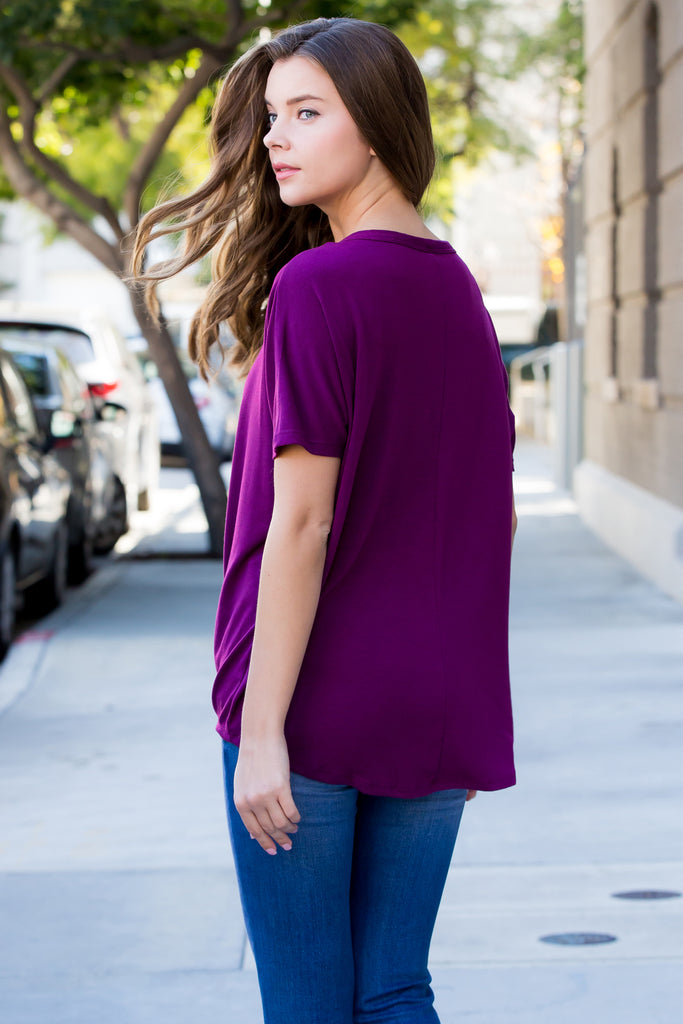 Short Sleeved Button-down Tie Front Top