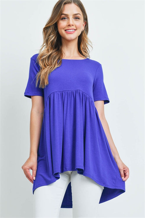 Plus Size Short Sleeve Waist Shirring Top - Riah Fashion