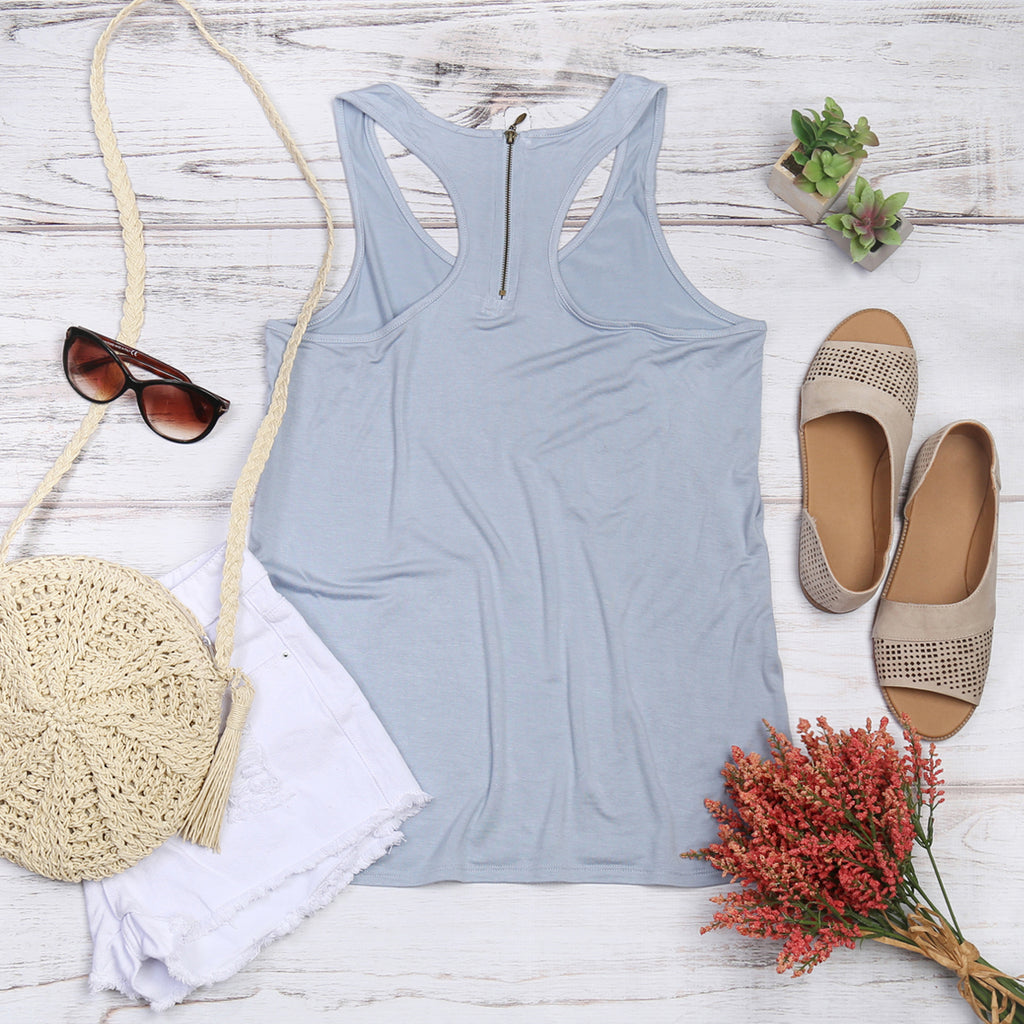 Racer Back Zipper Tank Top