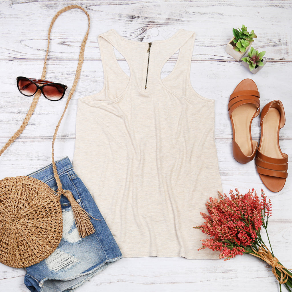 Racer Back Zipper Tank Top