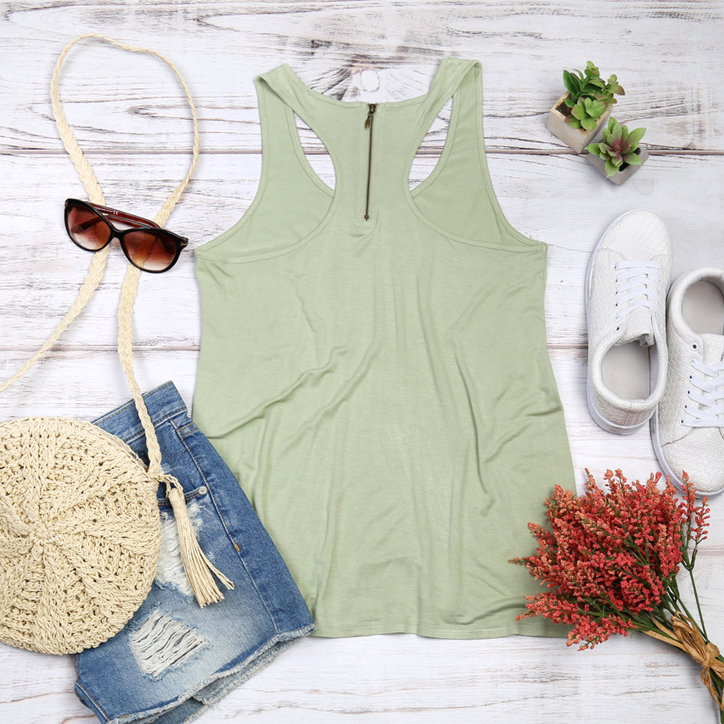 Racer Back Zipper Tank Top