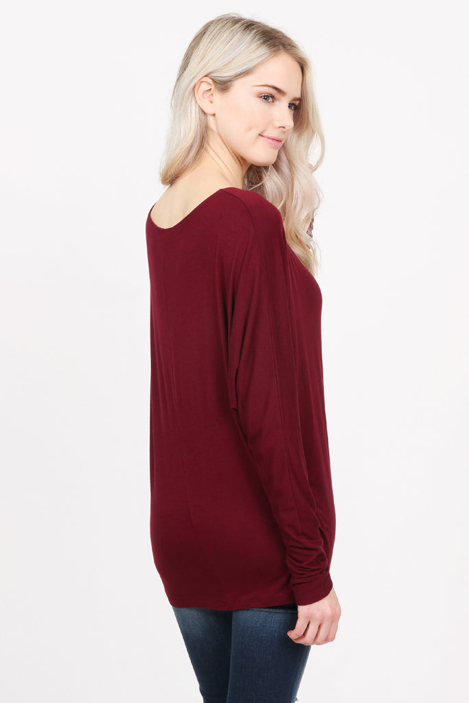 Long Sleeve Dolman Off-Shoulder Top