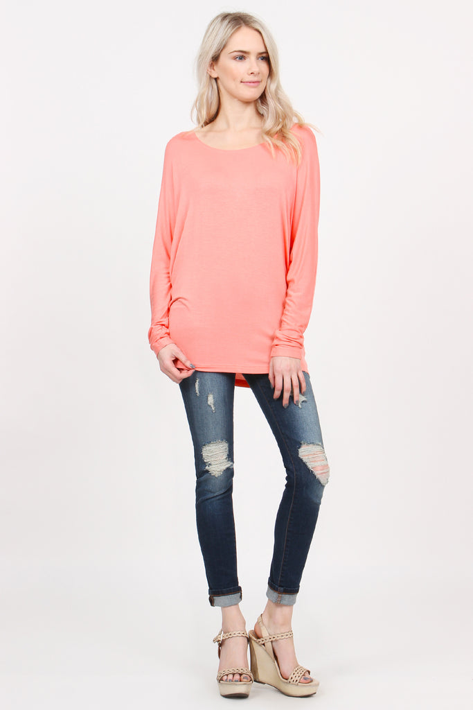 Long Sleeve Dolman Off-Shoulder Top